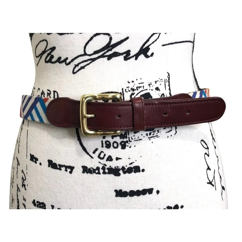 Tucker Blair Belt Handstitched Needlepoint Colorful Size 32
